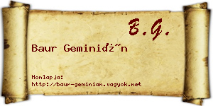 Baur Geminián névjegykártya